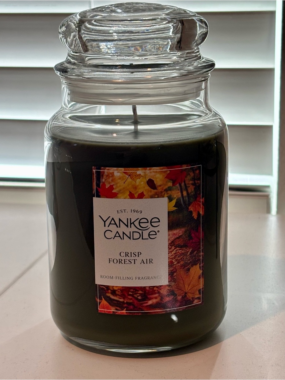 Yankee Candle Crisp Forest Air Large Jar Candle - Deep Green Glass